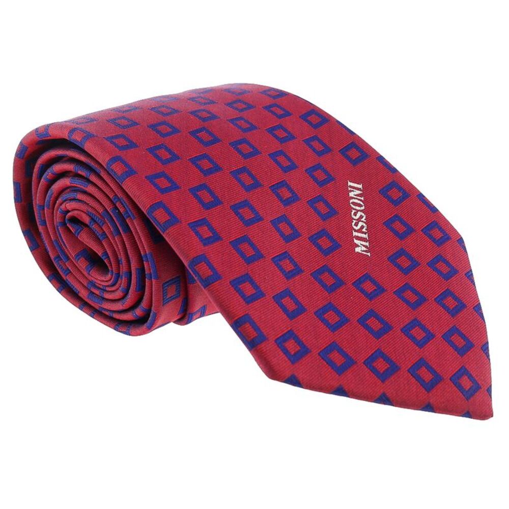 Missoni Square Red/Blue Woven 100% Silk Tie